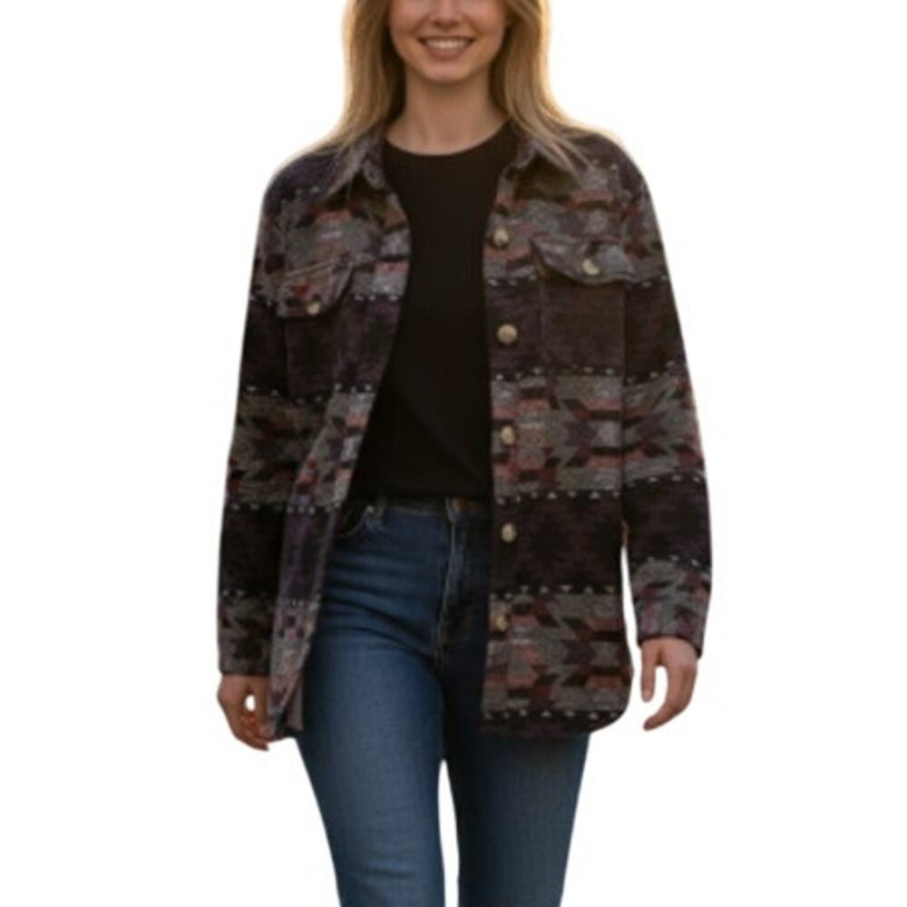 Victory Outfitters Western Wine Plaid Shacket Shirt size Large NEW